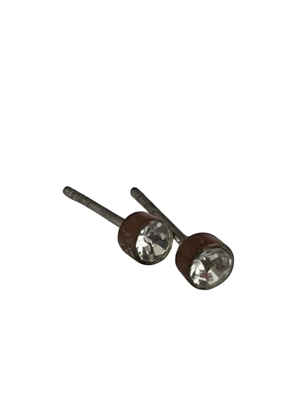 Petite Crystal Stud Earrings Gunmetal Setting Vintage Style Rhinestones